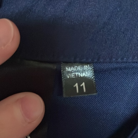 Trixxi size 11 Navy Blue High-neck Bodycon Super Stretchy Form Fitted Mini Dress - Picture 3 of 9